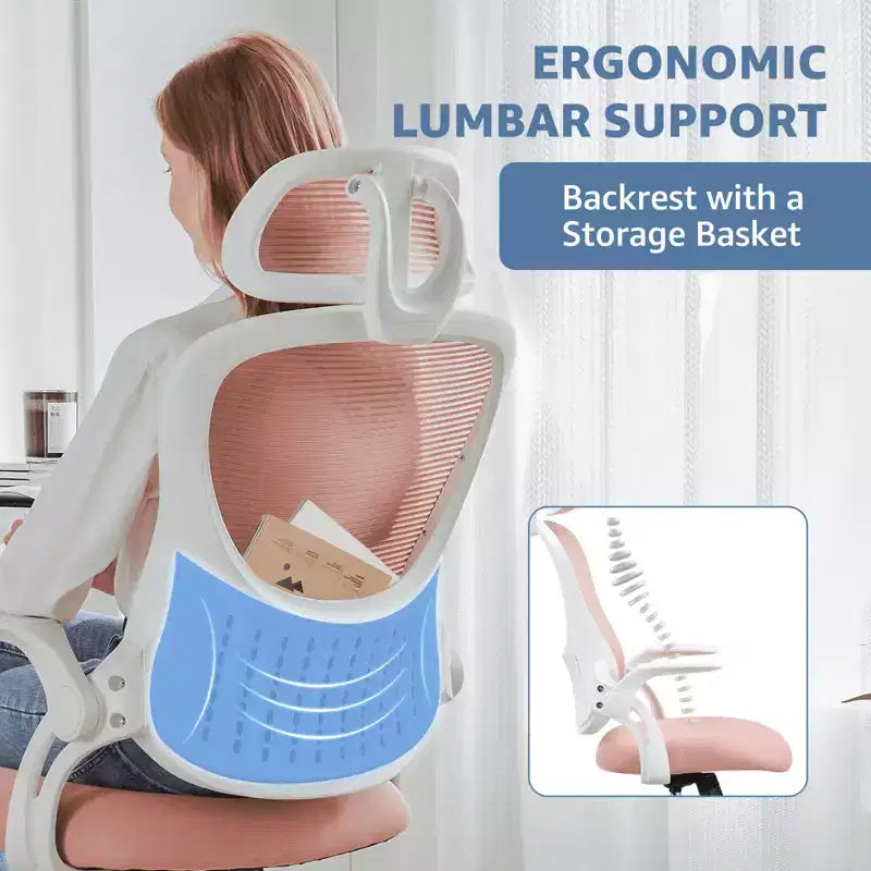 Chaise de bureau ergonomique MAYEERTY - Dossier haut, roulettes, accoudoirs relevables, réglable