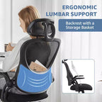 Chaise de bureau ergonomique MAYEERTY - Dossier haut, roulettes, accoudoirs relevables, réglable