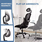 Chaise de bureau ergonomique MAYEERTY - Dossier haut, roulettes, accoudoirs relevables, réglable