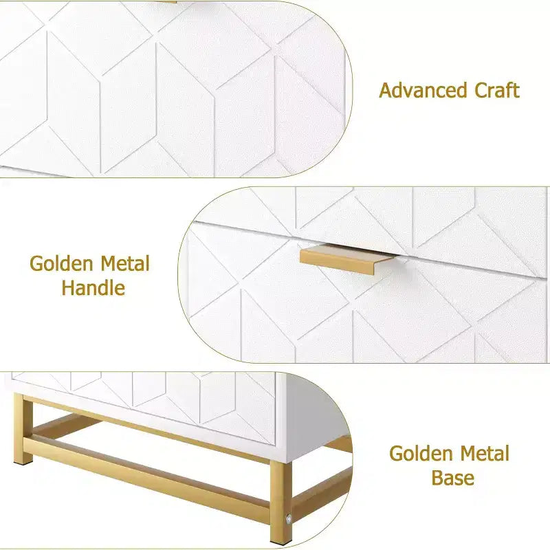Commode de chambre à trois tiroirs Zstar avec pieds en métal
