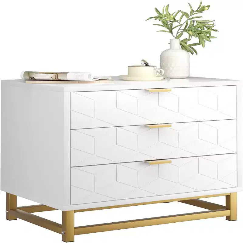Commode de chambre à trois tiroirs Zstar avec pieds en métal