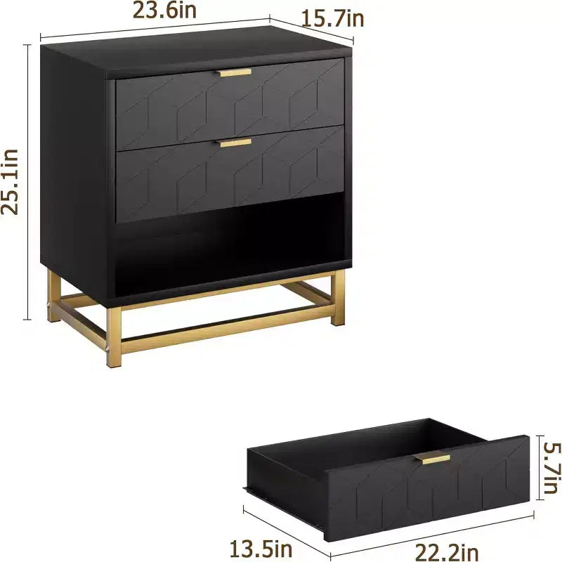 Commode de chambre à trois tiroirs Zstar avec pieds en métal