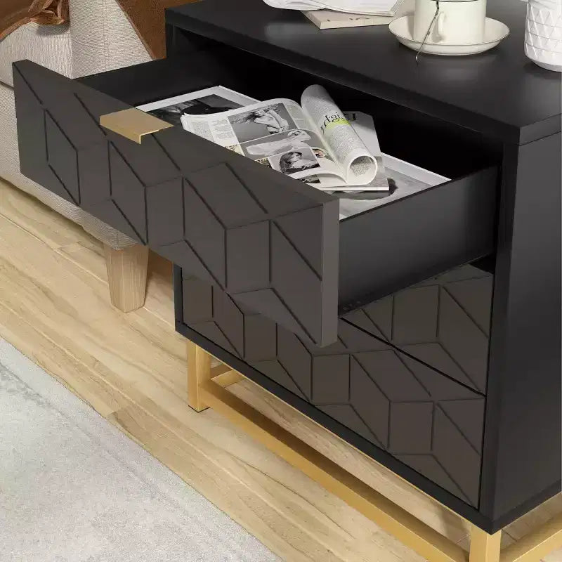 Commode de chambre à trois tiroirs Zstar avec pieds en métal