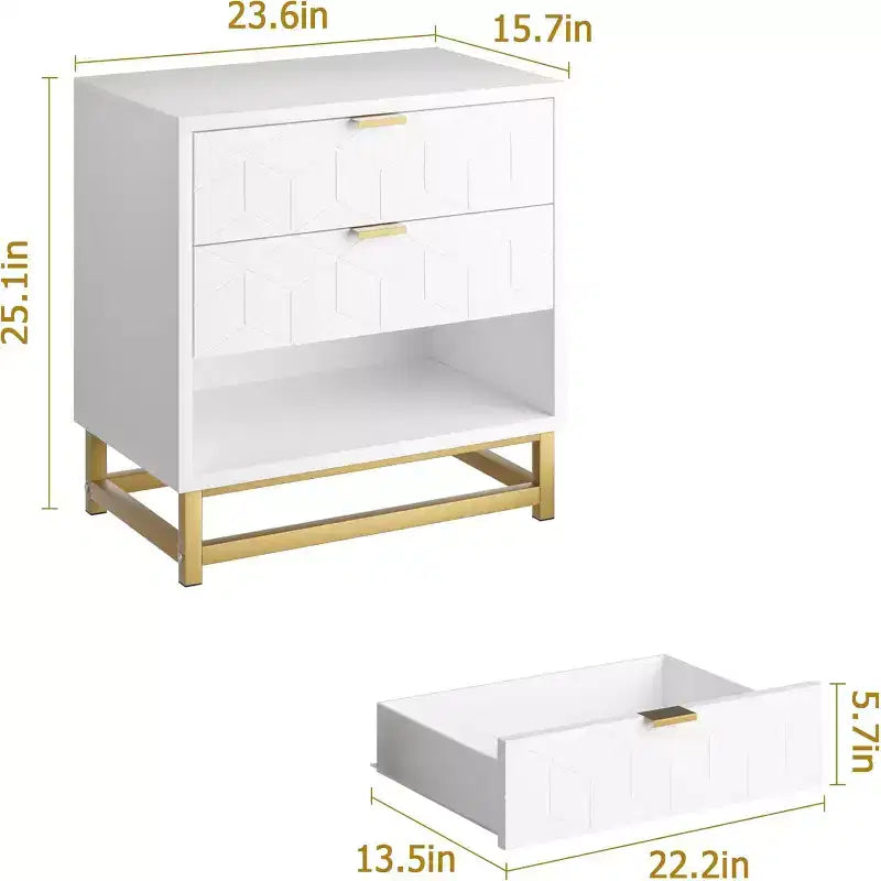 Commode de chambre à trois tiroirs Zstar avec pieds en métal