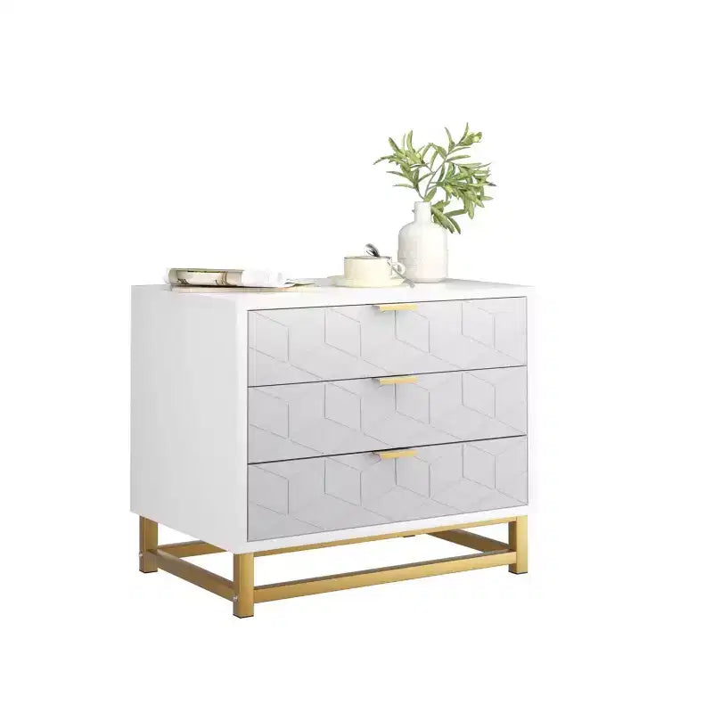 Commode de chambre à trois tiroirs Zstar avec pieds en métal