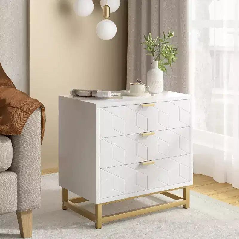 Commode de chambre à trois tiroirs Zstar avec pieds en métal