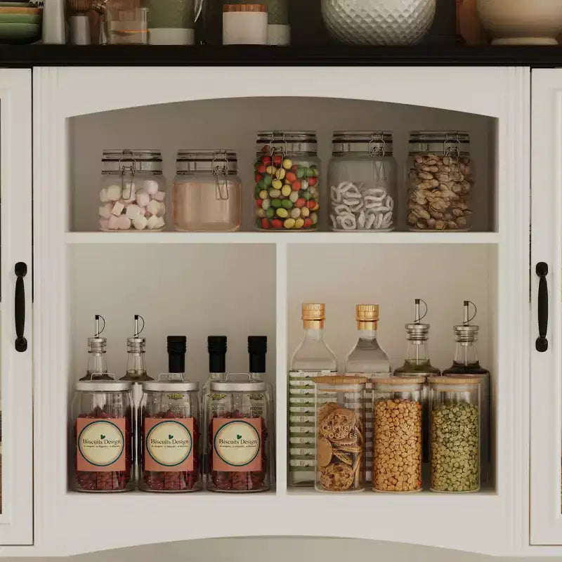 Meuble de cuisine blanc Famapy, garde-manger : Plan de travail intégré, combinaison d'éléments hauts, anti-poussière et organisé