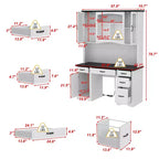 Meuble de cuisine blanc Famapy, garde-manger : Plan de travail intégré, combinaison d'éléments hauts, anti-poussière et organisé