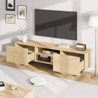 Meuble TV pour 80 pouces, meuble de divertissement moderne avec 2 tiroirs, meuble multimédia en bois avec rangement
