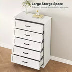 Commode simple grise à cinq tiroirs, marque YS, en chêne, grande capacité avec cinq tiroirs, adaptée à de multiples scénarios, sécurité anti-basculement