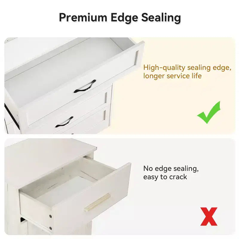 Commode simple grise à cinq tiroirs, marque YS, en chêne, grande capacité avec cinq tiroirs, adaptée à de multiples scénarios, sécurité anti-basculement