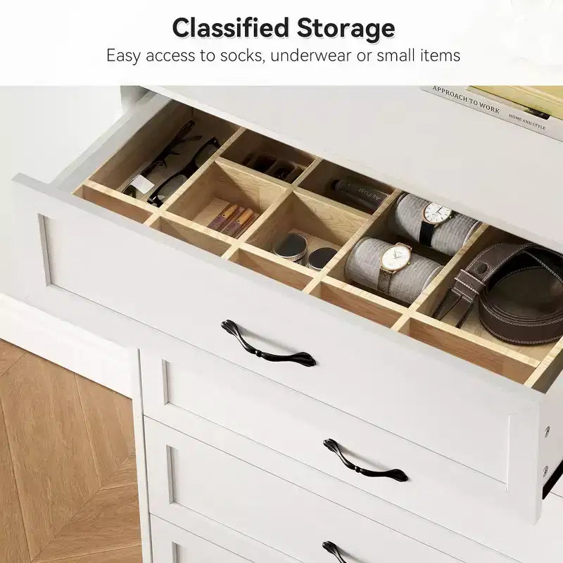 Commode simple grise à cinq tiroirs, marque YS, en chêne, grande capacité avec cinq tiroirs, adaptée à de multiples scénarios, sécurité anti-basculement