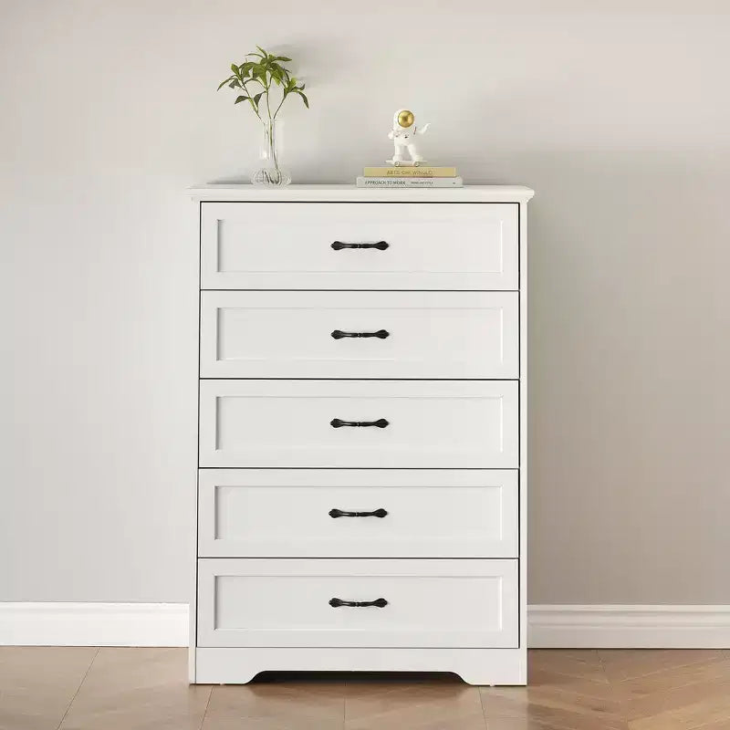 Commode simple grise à cinq tiroirs, marque YS, en chêne, grande capacité avec cinq tiroirs, adaptée à de multiples scénarios, sécurité anti-basculement