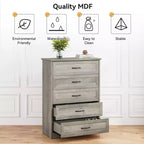Commode simple grise à cinq tiroirs, marque YS, en chêne, grande capacité avec cinq tiroirs, adaptée à de multiples scénarios, sécurité anti-basculement