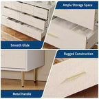 Commode 7 tiroirs, commode moderne avec poignées en métal doré, commode en bois pour chambre à coucher avec pieds en métal robustes, organisateur de rangement blanc