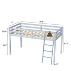 Lit mezzanine Karl Home Gray Wood Junior avec escalier pleine grandeur pour adultes, enfants et jeunes adolescents