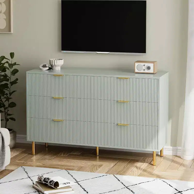 Commode de chambre à 6 tiroirs Zstar, avec poignées métalliques