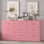 Zstar Commode triple moderne à 9 tiroirs, Meuble de rangement en bois pour chambre à coucher avec prises de courant