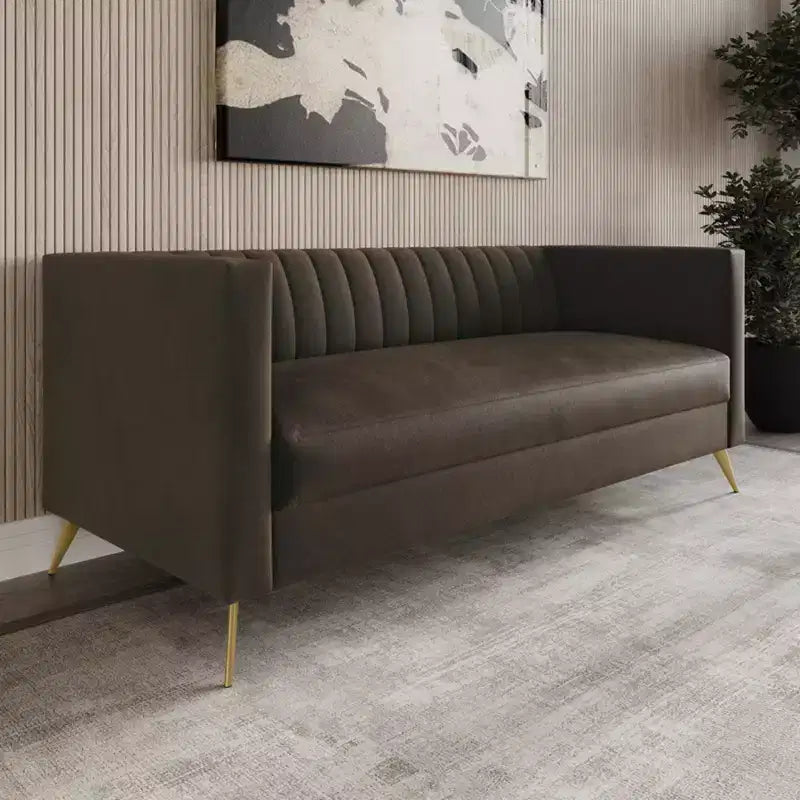 Canapé à accoudoirs carrés en velours Weiss, Home Design
