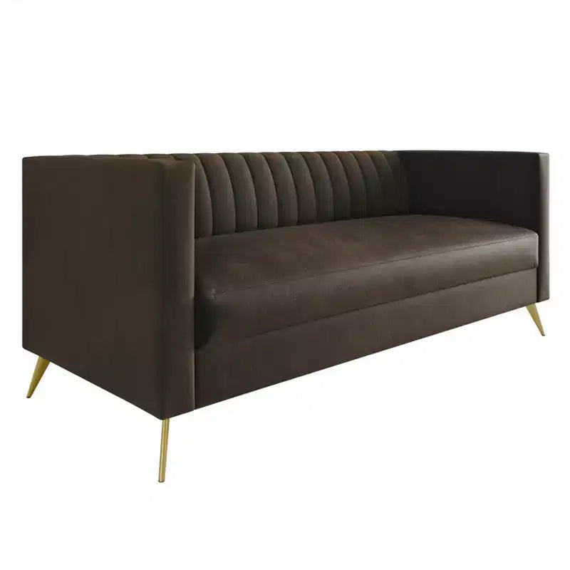 Canapé à accoudoirs carrés en velours Weiss, Home Design