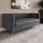 Canapé à accoudoirs carrés en velours Weiss, Home Design