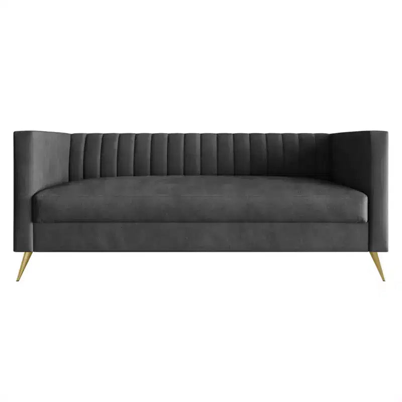 Canapé à accoudoirs carrés en velours Weiss, Home Design