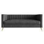 Canapé à accoudoirs carrés en velours Weiss, Home Design