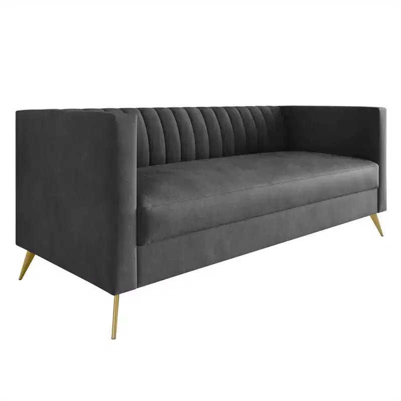 Canapé à accoudoirs carrés en velours Weiss, Home Design