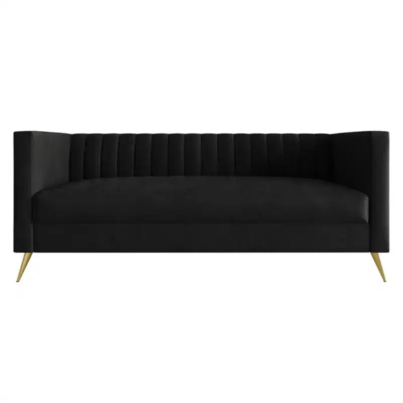 Canapé à accoudoirs carrés en velours Weiss, Home Design