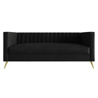 Canapé à accoudoirs carrés en velours Weiss, Home Design