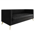 Canapé à accoudoirs carrés en velours Weiss, Home Design