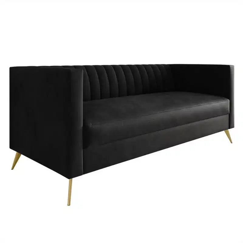 Canapé à accoudoirs carrés en velours Weiss, Home Design