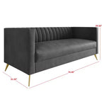 Canapé à accoudoirs carrés en velours Weiss, Home Design