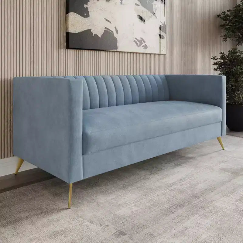 Canapé à accoudoirs carrés en velours Weiss, Home Design