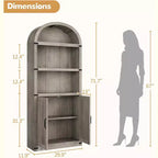Bibliothèque avec portes Étagère cintrée 182 cm de haut Bibliothèque de style rustique avec étagères Bibliothèques en bois pour la maison, le bureau, le salon