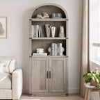 Bibliothèque avec portes Étagère cintrée 182 cm de haut Bibliothèque de style rustique avec étagères Bibliothèques en bois pour la maison, le bureau, le salon