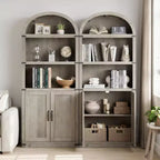 Bibliothèque avec portes Étagère cintrée 182 cm de haut Bibliothèque de style rustique avec étagères Bibliothèques en bois pour la maison, le bureau, le salon