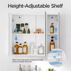 Meuble d'angle Yaheetech avec trois portes miroirs sans cadre et étagère réglable pour salon, buanderie, vestiaire