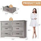 Commode avec poignées en métal, chiffonnier à 6 tiroirs, organisateur de rangement moderne, conception anti-basculement