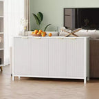 Buffet cannelé de 140 cm, grand bahut moderne avec 4 portes, étagères réglables, console pour salon, cuisine, entrée