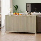 Buffet cannelé de 140 cm, grand bahut moderne avec 4 portes, étagères réglables, console pour salon, cuisine, entrée