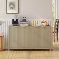 55 Inch Fluted Buffet Cabinet, Large Sideboard Modern Credenza with 4 Doors, Adjustable Shelves, Console Table for Living Room Kitchen Entryway