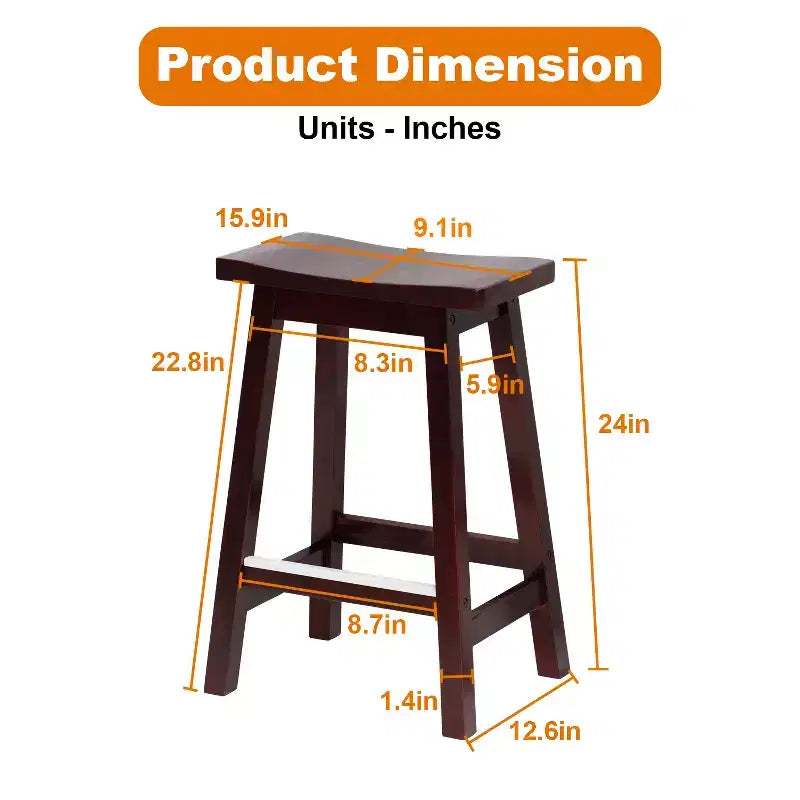 BestMassage Lot de 2 tabourets de bar en bois massif en forme de selle, hauteur 24/30 pouces, meubles de maison