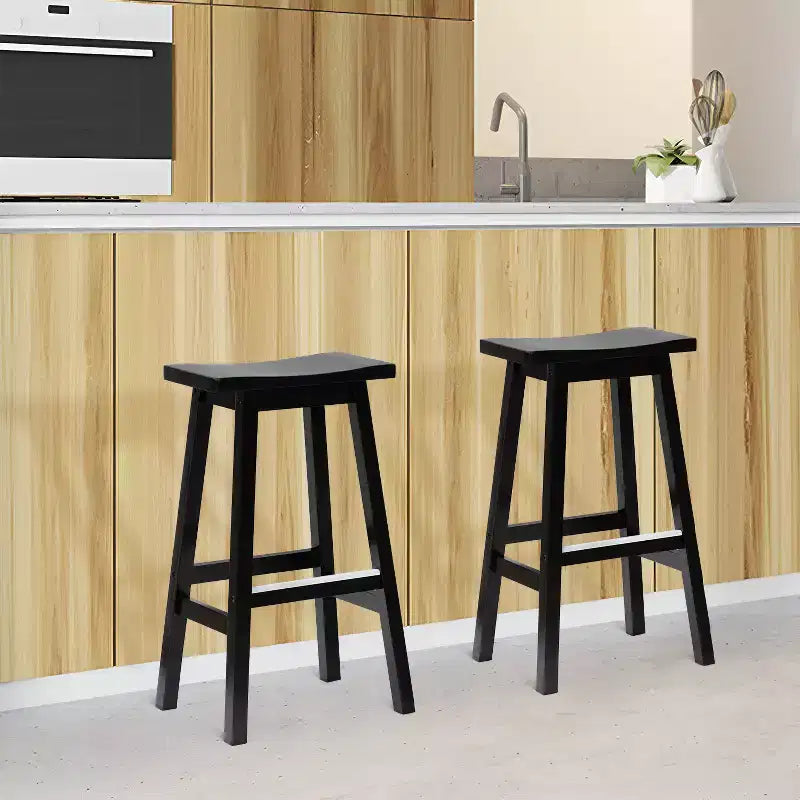 BestMassage Lot de 2 tabourets de bar en bois massif en forme de selle, hauteur 24/30 pouces, meubles de maison