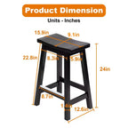 BestMassage Lot de 2 tabourets de bar en bois massif en forme de selle, hauteur 24/30 pouces, meubles de maison
