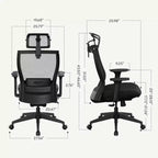 FLEXISPOT C4 Chaise de bureau ergonomique standard, coussin d'assise en mousse, noir