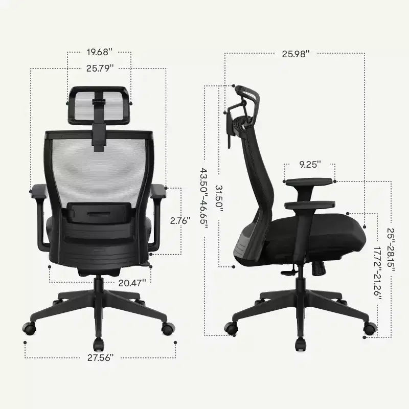 FLEXISPOT C4 Chaise de bureau ergonomique standard, coussin d'assise en mousse, noir