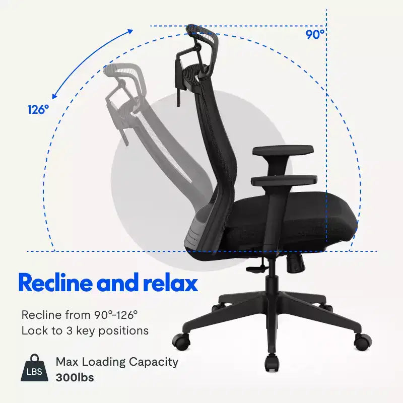 FLEXISPOT C4 Chaise de bureau ergonomique standard, coussin d'assise en mousse, noir