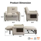 Canapé-lit 3-en-1 Dyonery, fauteuil convertible de 108 cm de large avec lit gigogne et tablette rabattable, porte-gobelet, dossier réglable, poches latérales