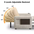 Canapé-lit 3-en-1 Dyonery, fauteuil convertible de 108 cm de large avec lit gigogne et tablette rabattable, porte-gobelet, dossier réglable, poches latérales